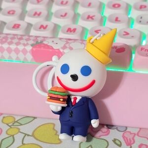 Smiling Character Keychain with Burger "Jibbi"